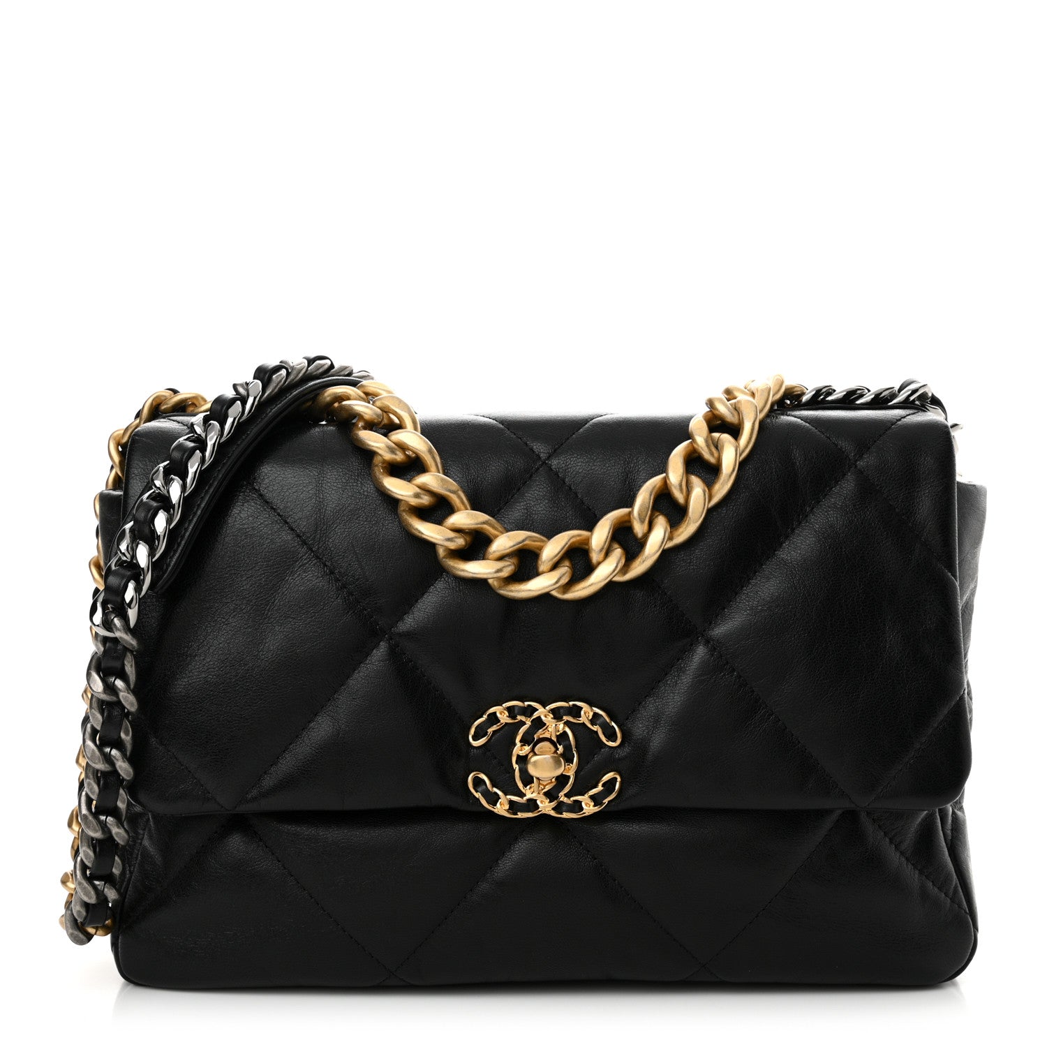 Chanel Goatskin Quilted Large Chanel 19 Flap Black 1 of 11
