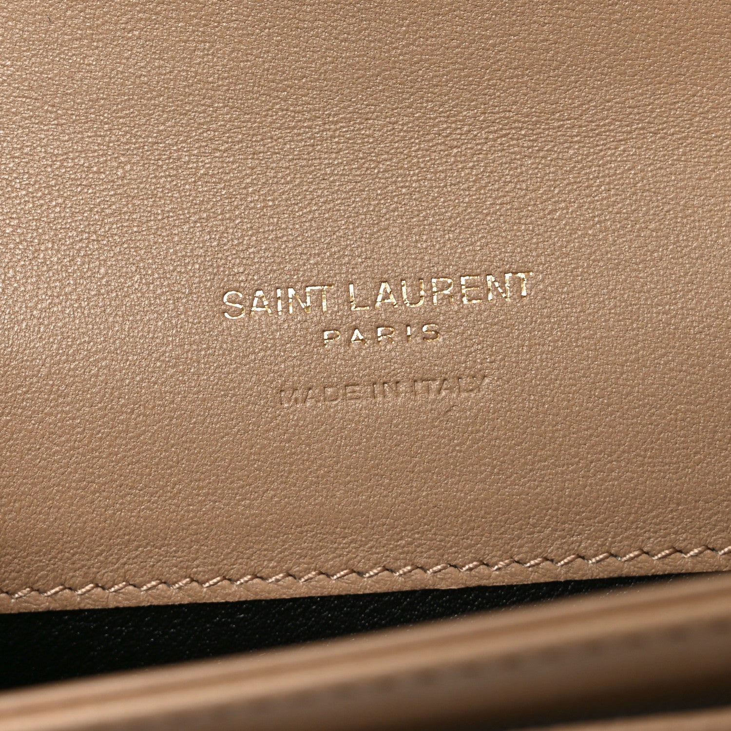 Saint Laurent Lambskin Carre Quilted Cassandre Compact Envelope Card Case Dark Toffee 6 of 8