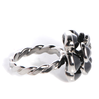 Chanel Enamel CC Camellia Ring Size 6.5 Black Silver 4 of 4