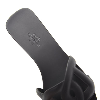 Hermes Rubber Aloha Sandals 37 Black 8 of 11