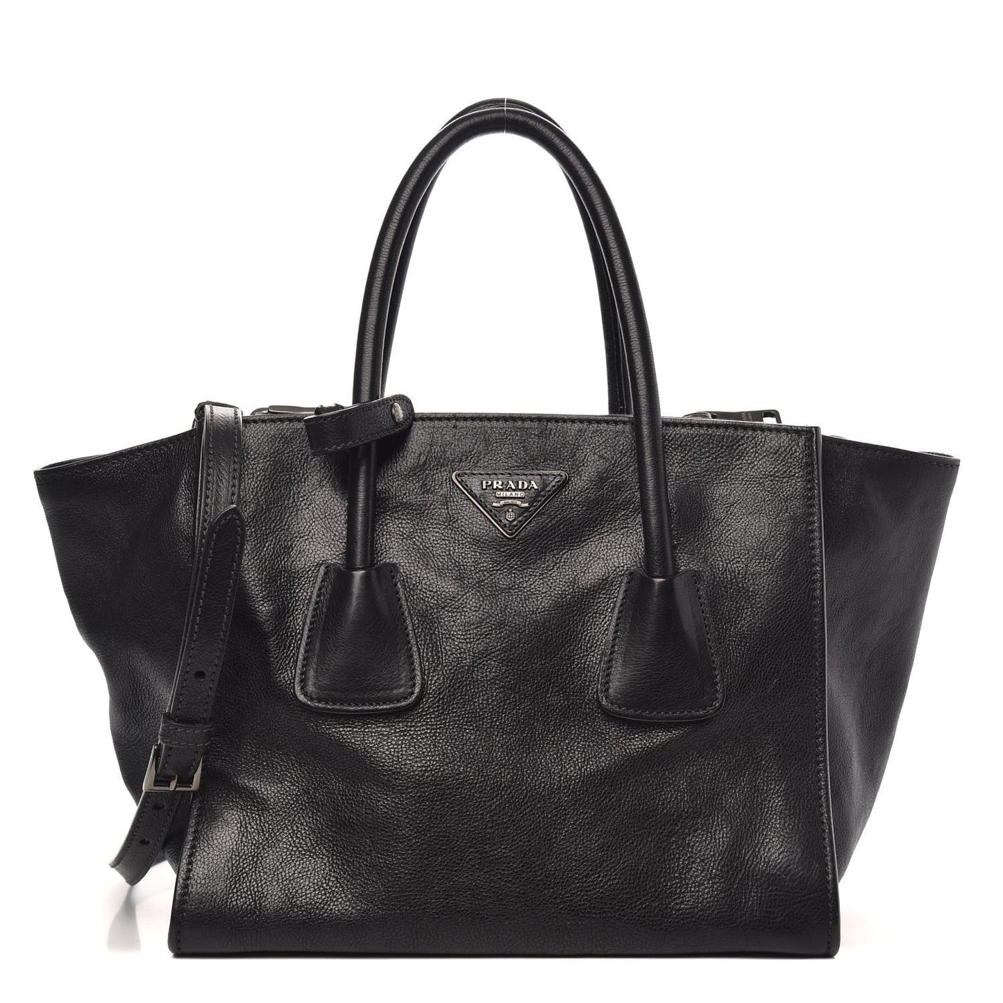 Glace Calf Twin Pocket Tote Black