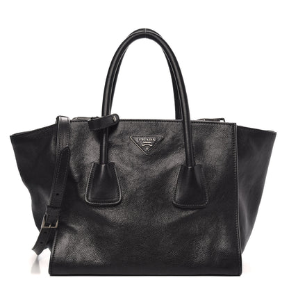 Prada Glace Calf Twin Pocket Tote Black 1 of 11
