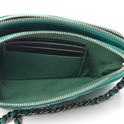 Chanel Lambskin Quilted Small Clutch With Chain Green 6 of 10