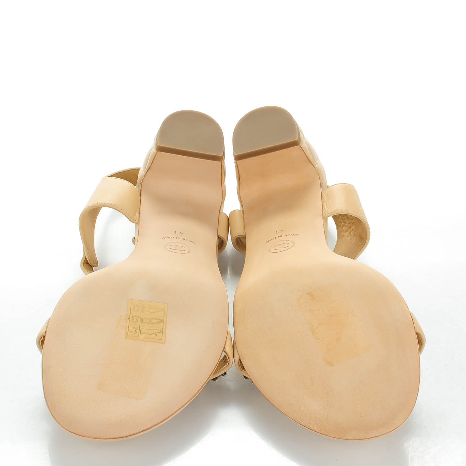 Chanel Lambskin Quilted Reissue Chain Pearl CC Sandals 41 Beige 5 of 9