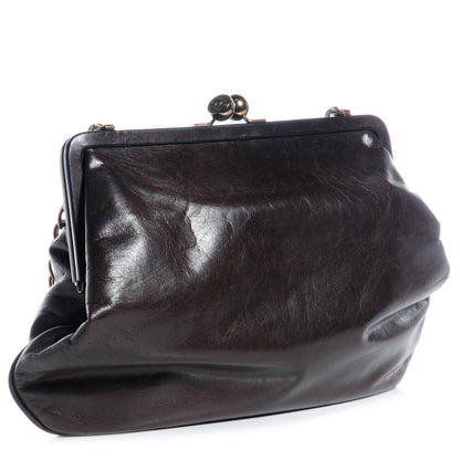 Chanel Glazed Calfskin Kisslock Frame Bag Dark Brown 3 of 7