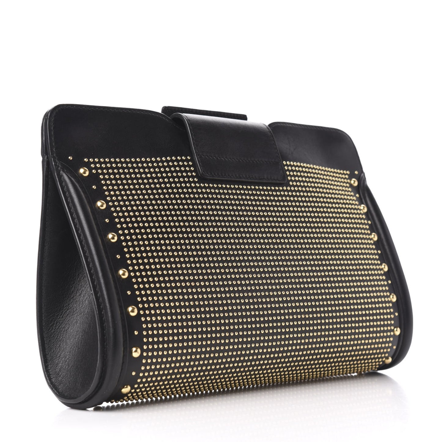 Calfskin Heroine Studded Clutch Black