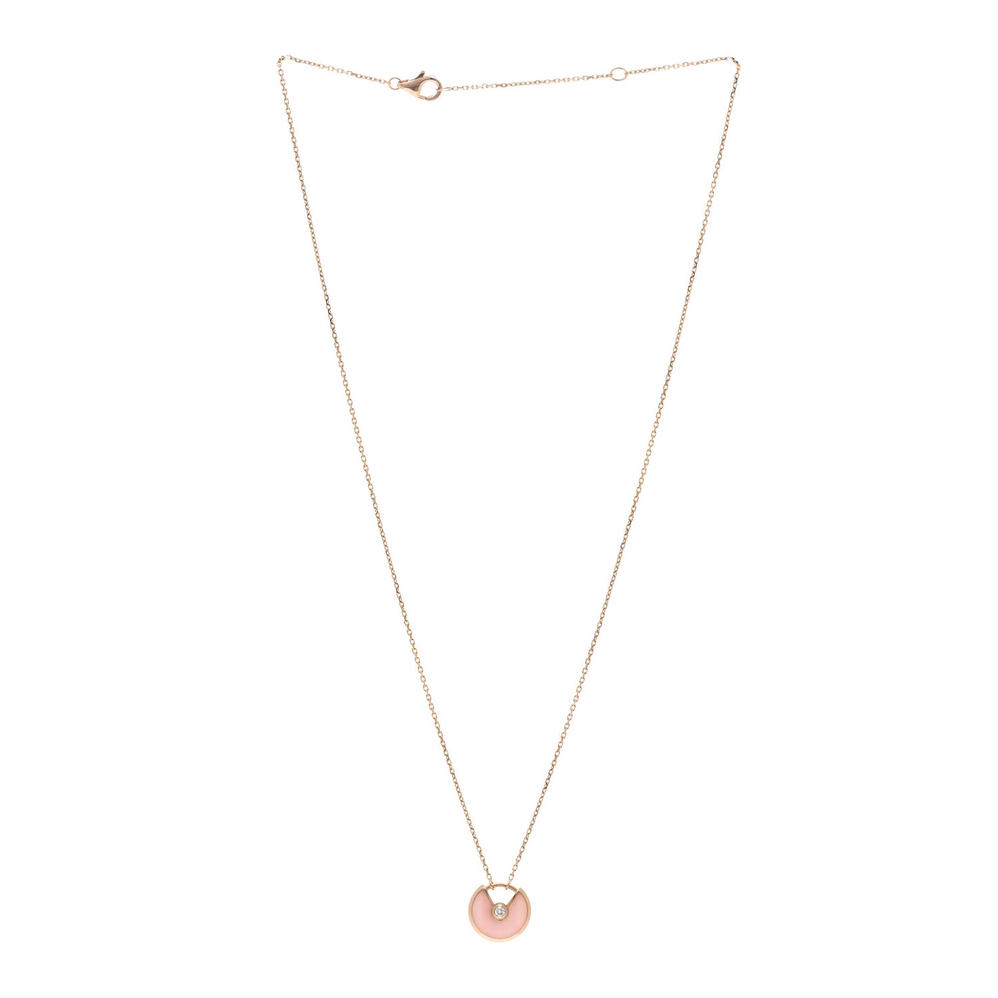 18K Pink Gold Diamond Pink Opal XS Amulette de Cartier Pendant Necklace