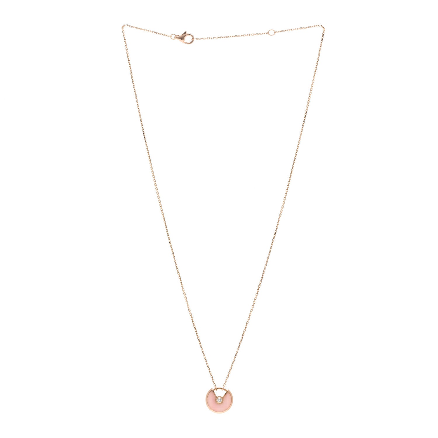 Cartier 18K Pink Gold Diamond Pink Opal XS Amulette de Cartier Pendant Necklace 3 of 4