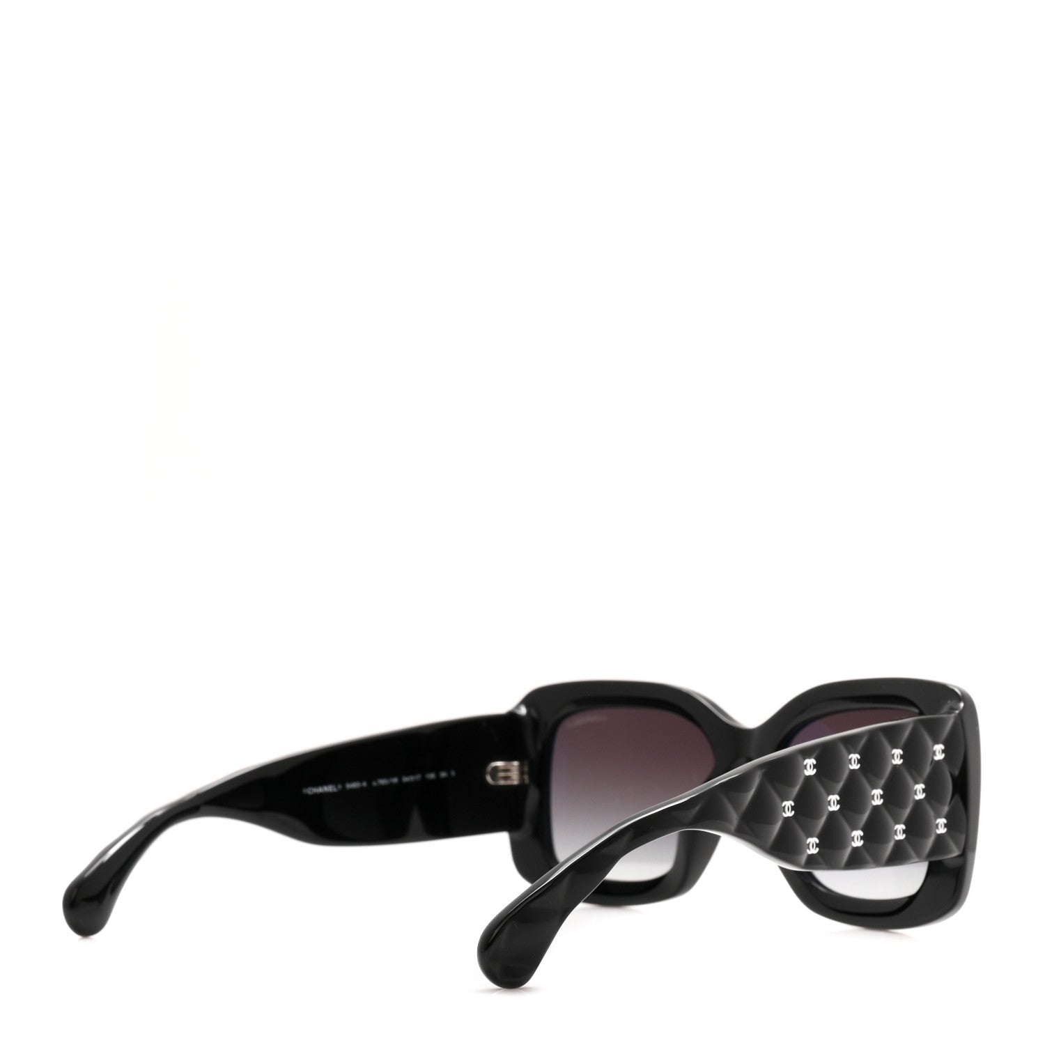 Chanel Acetate Quilted CC Rectangle Sunglasses 5483-A Black 4 of 8