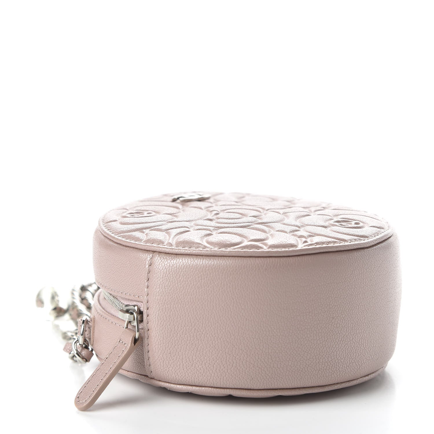 Chanel Goatskin Camellia Quilted Round Clutch With Chain Light Pink 4 of 11
