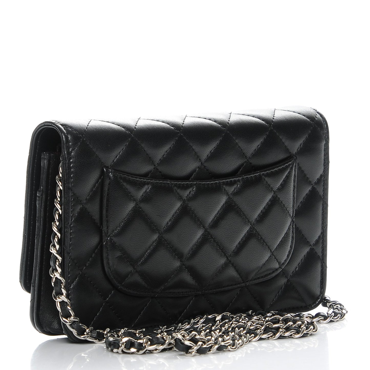 Lambskin Quilted Wallet On Chain WOC Black