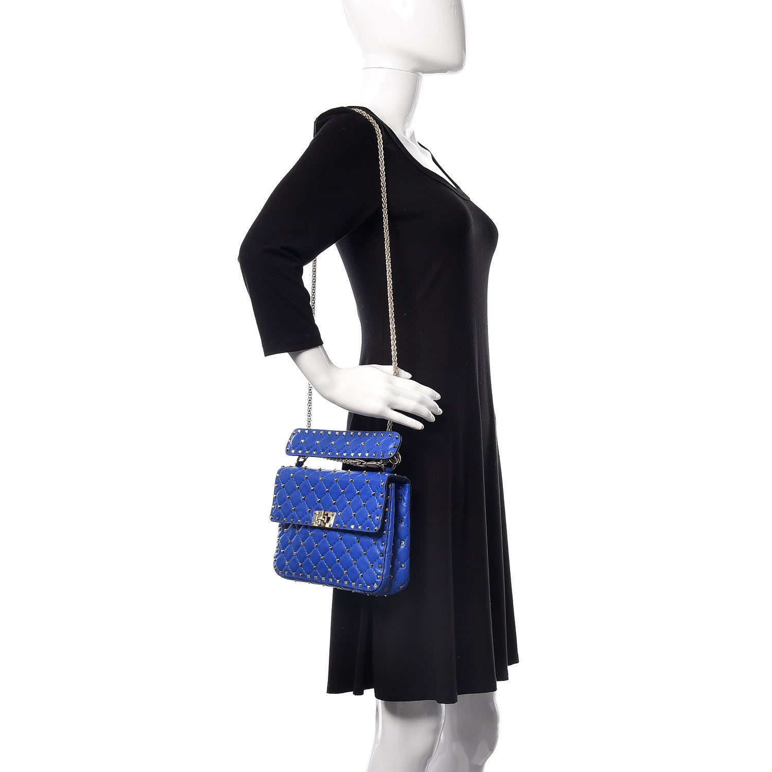 Valentino Garavani Nappa Medium Rockstud Spike Shoulder Bag Acid Blue 2 of 10