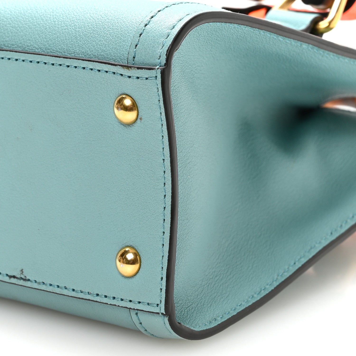 Gucci Wonka Grain Calfskin Mini Diana Tote Bag Dusty Azure Orange Fluo 10 of 10