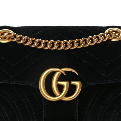 Gucci Velvet Matelasse Mini GG Marmont Shoulder Bag Black 8 of 14