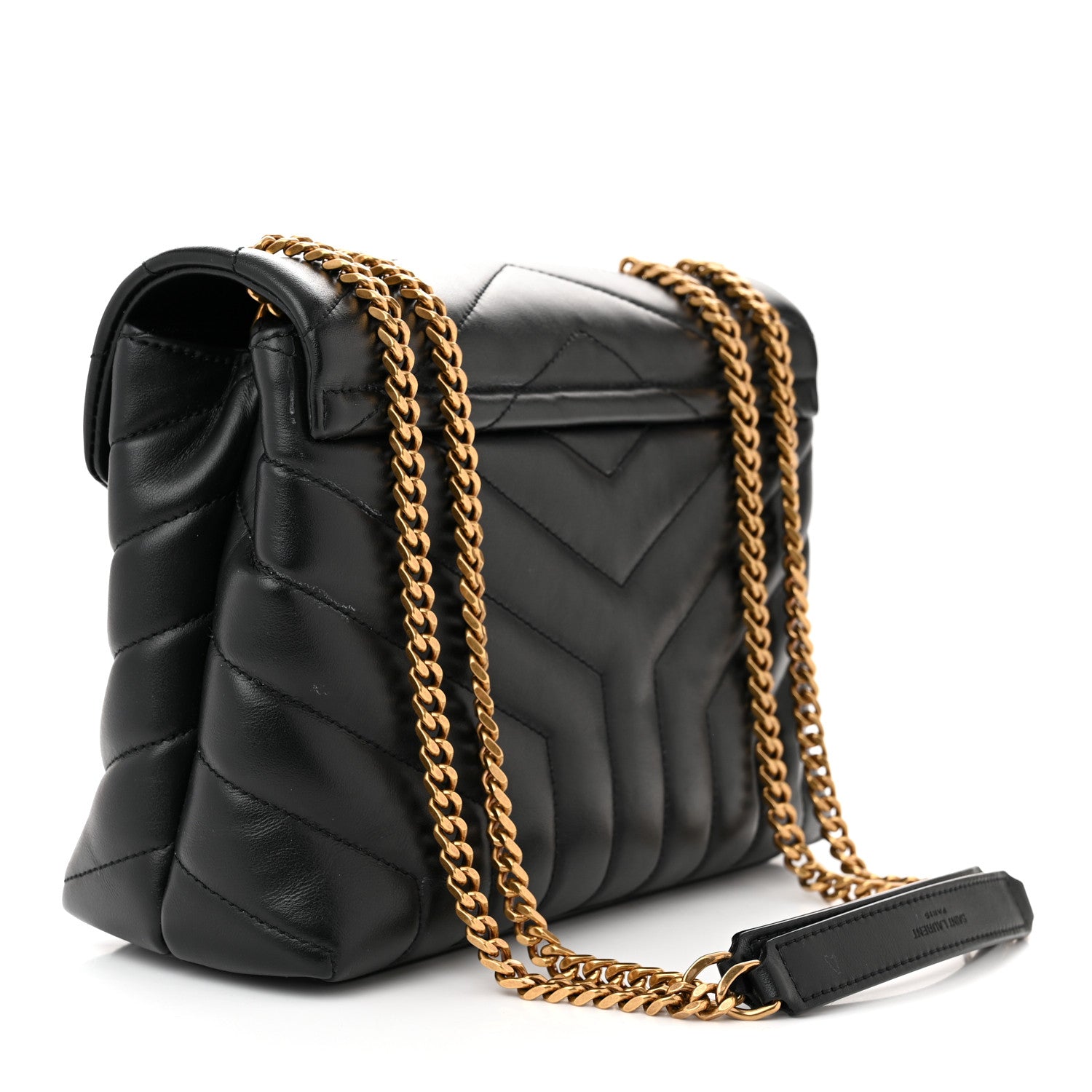 Saint Laurent Calfskin Y Quilted Monogram Small Loulou Chain Satchel Black 3 of 14