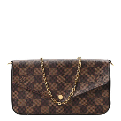 Louis Vuitton Damier Ebene Pochette Felicie Chain Wallet 1 of 11