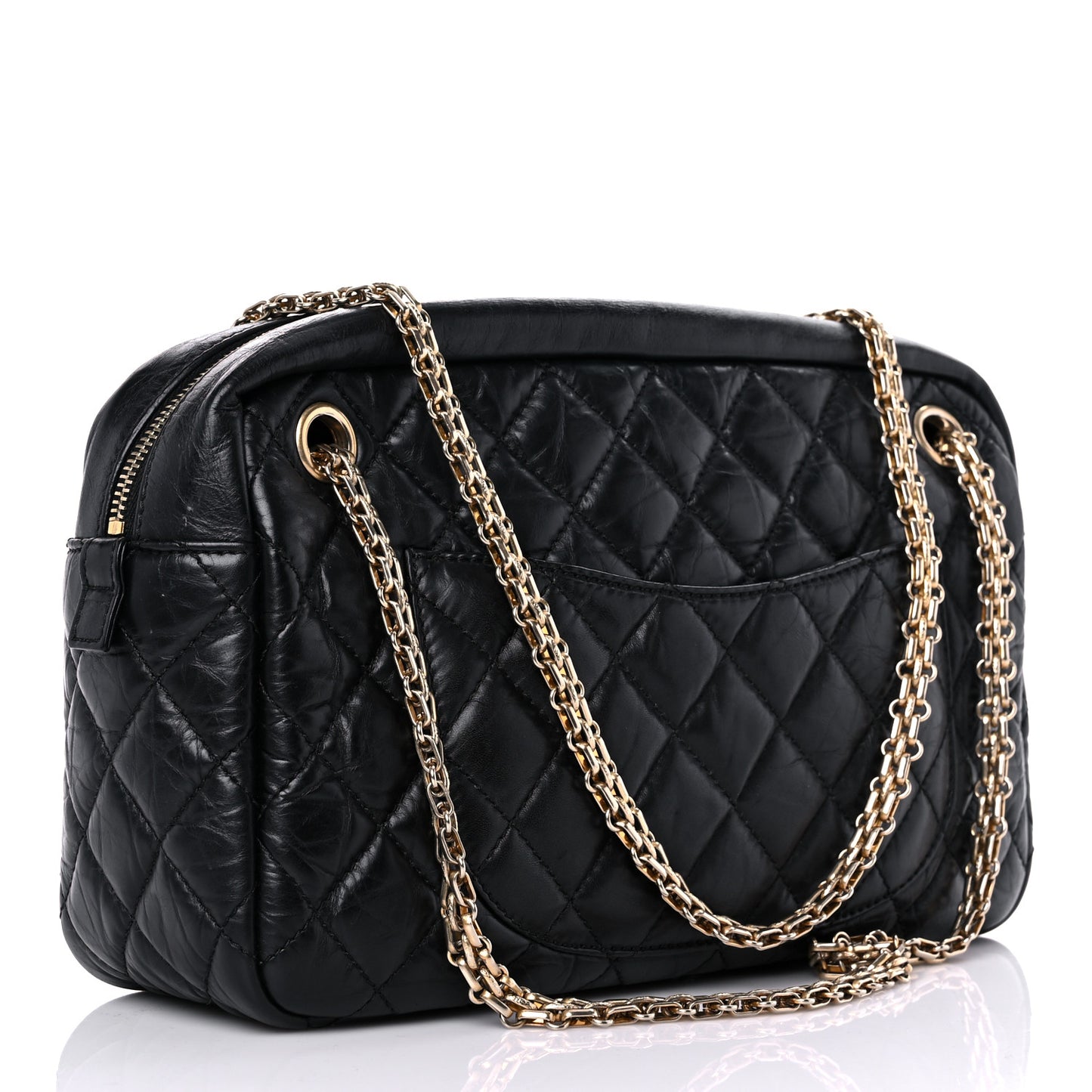 Aged Calfskin Quilted Medium Reissue Camera Case Black