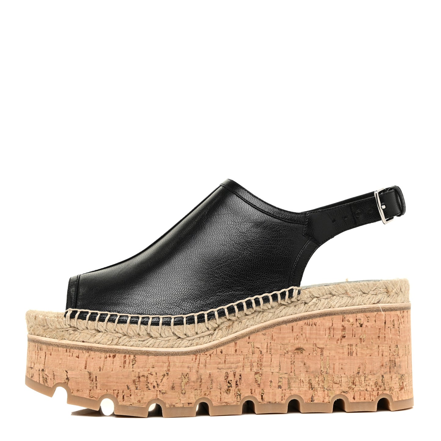 Goatskin Envie 30 Espadrille Wedge Sandals 36 Black