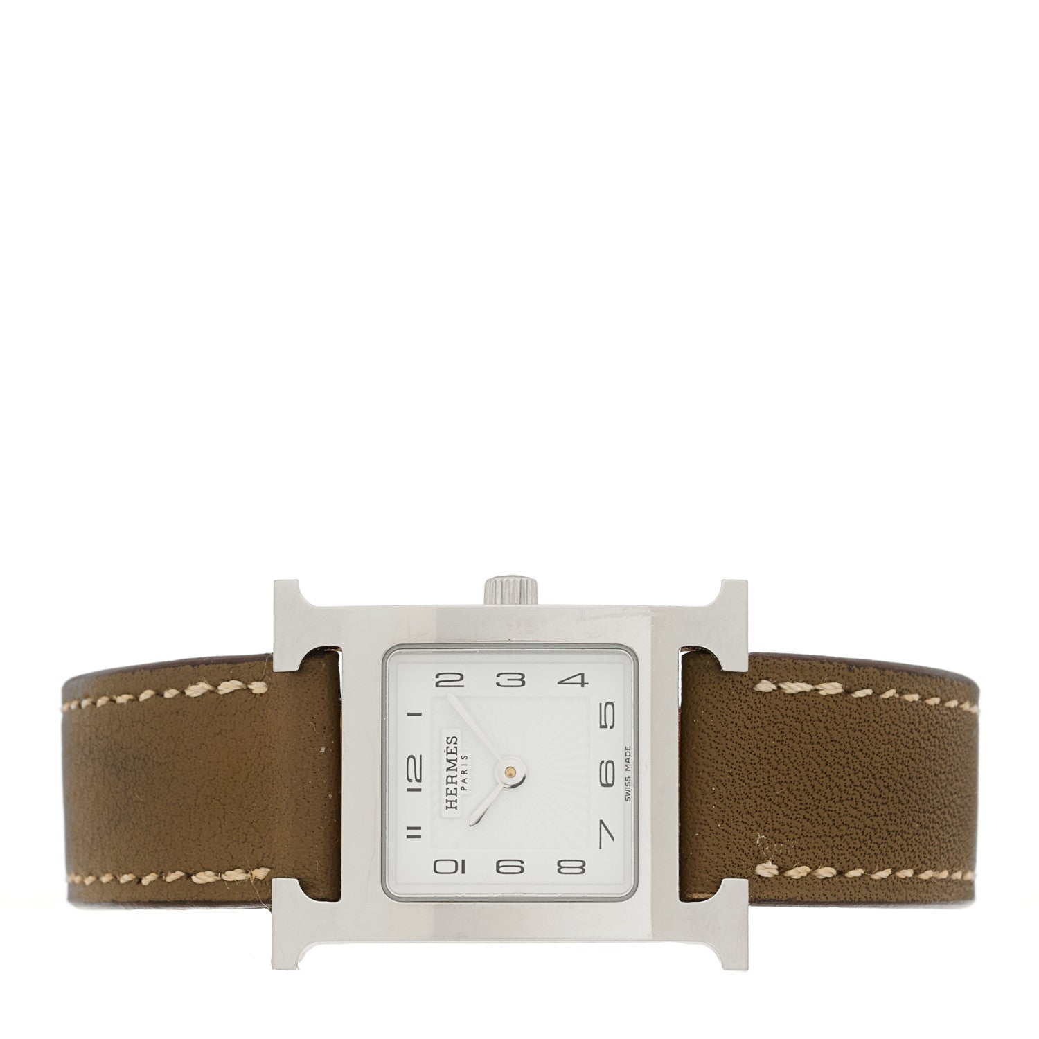 Hermes Stainless Steel Swift 21mm Heure H Hour Quartz Watch Etoupe 2 of 5