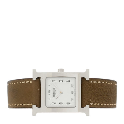 Hermes Stainless Steel Swift 21mm Heure H Hour Quartz Watch Etoupe 2 of 5