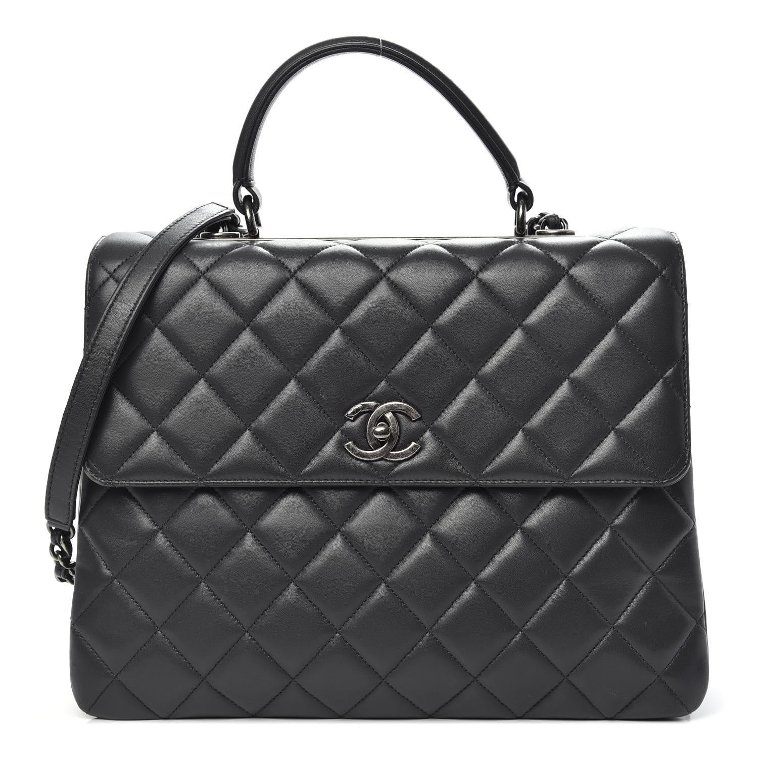 Chanel Lambskin Quilted Large Trendy CC Dual Handle Flap Bag Dark Grey 1 of 15