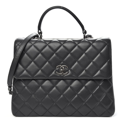 Chanel Lambskin Quilted Large Trendy CC Dual Handle Flap Bag Dark Grey 1 of 15