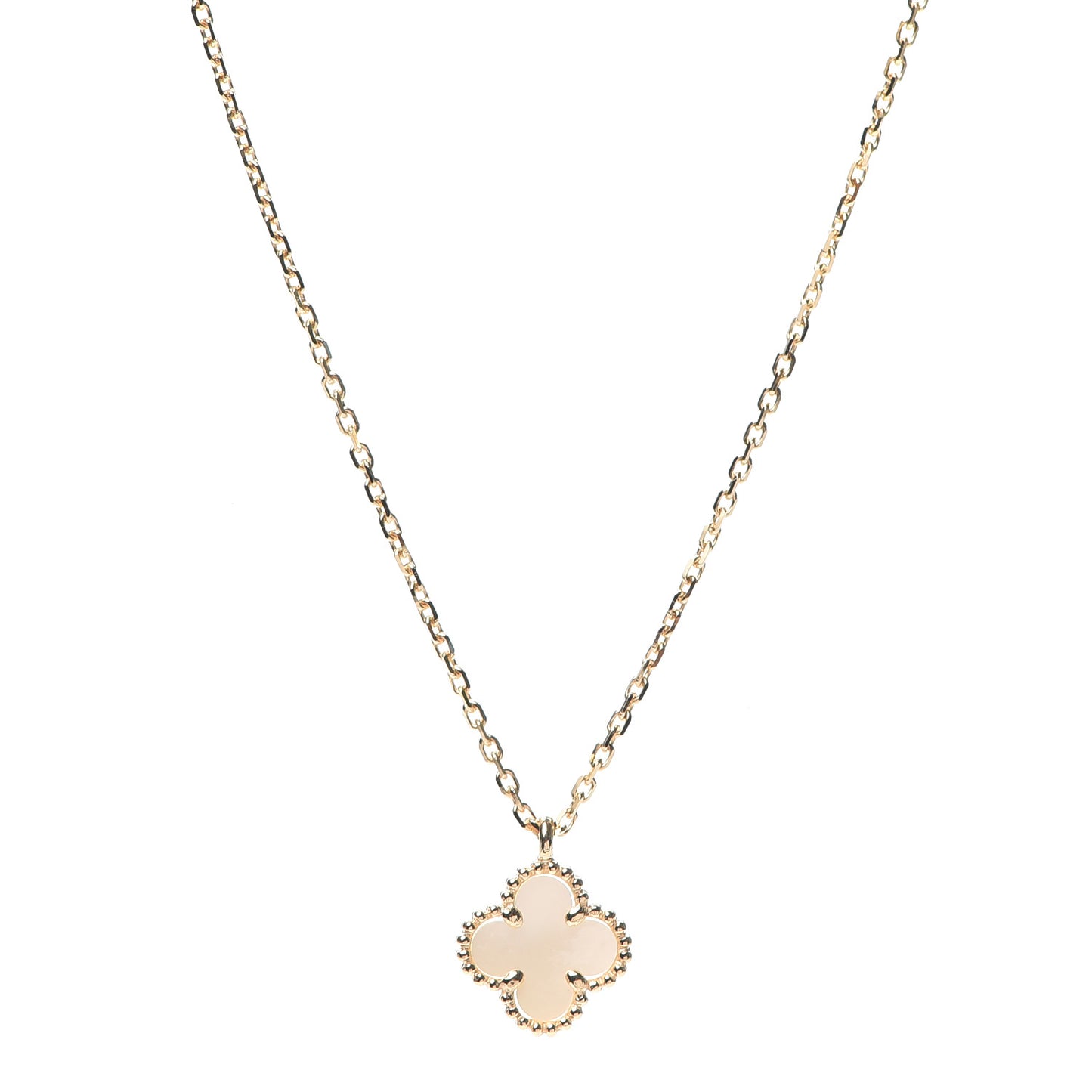 18K Yellow Gold Mother of Pearl Sweet Alhambra Pendant Necklace