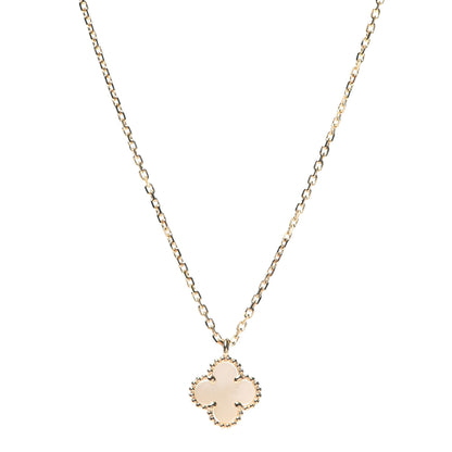 Van Cleef & Arpels 18K Yellow Gold Mother of Pearl Sweet Alhambra Pendant Necklace 1 of 7