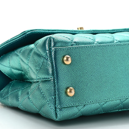 Chanel Metallic Caviar Quilted Mini Coco Handle Flap Blue 8 of 9