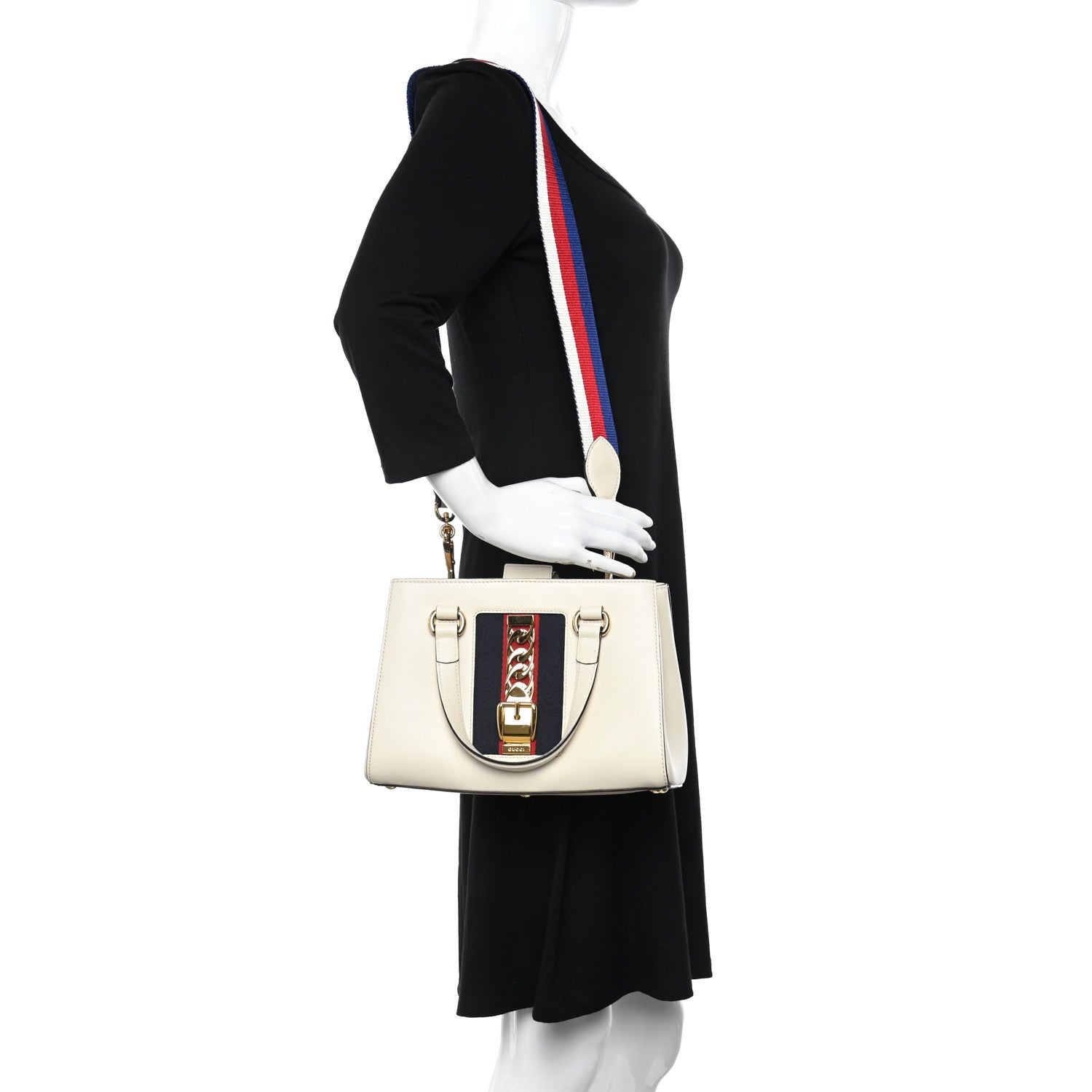 Gucci Calfskin Medium Sylvie Top Handle Tote White 2 of 12