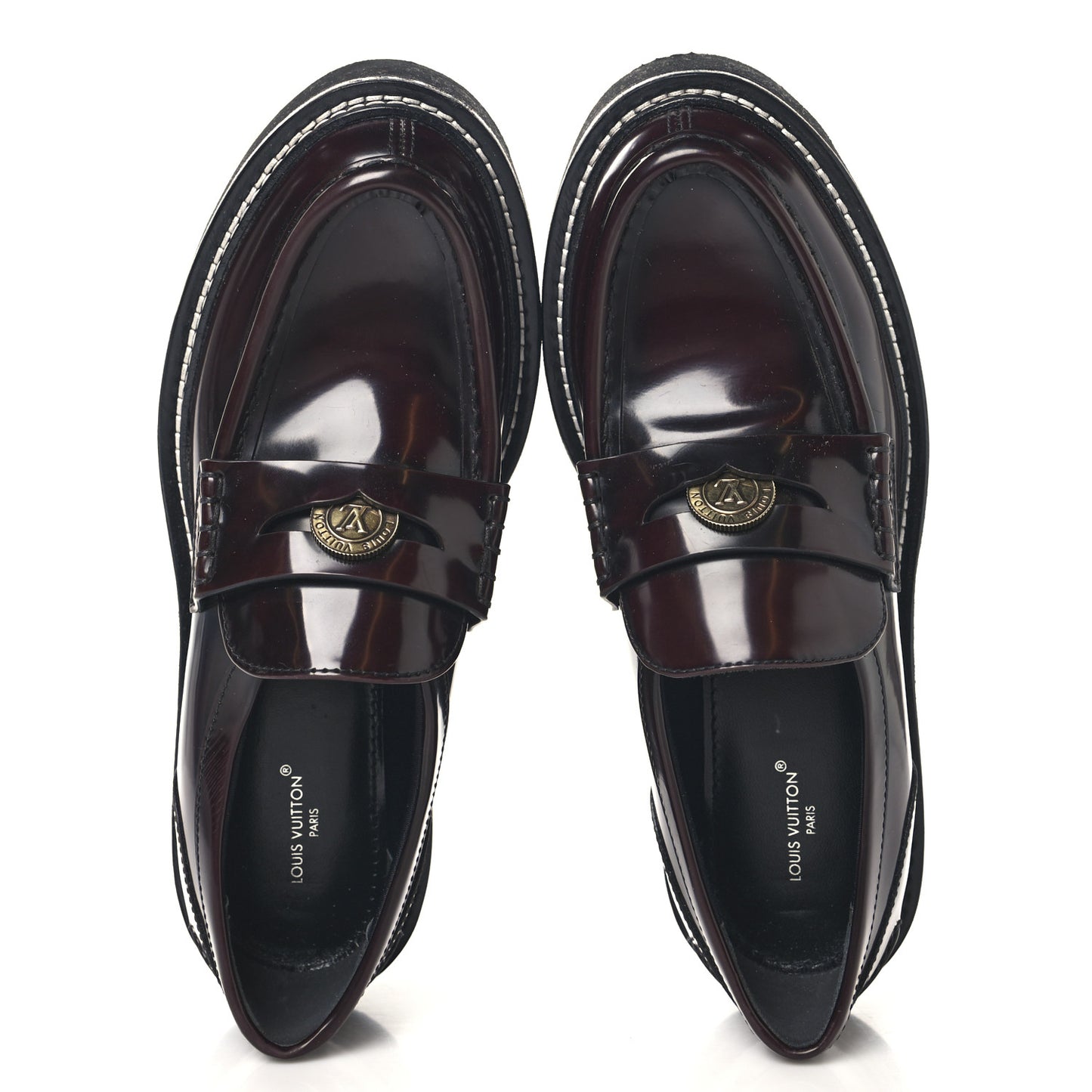 Glazed Calfskin LV Beaubourg Loafer 38 Bordeaux Red