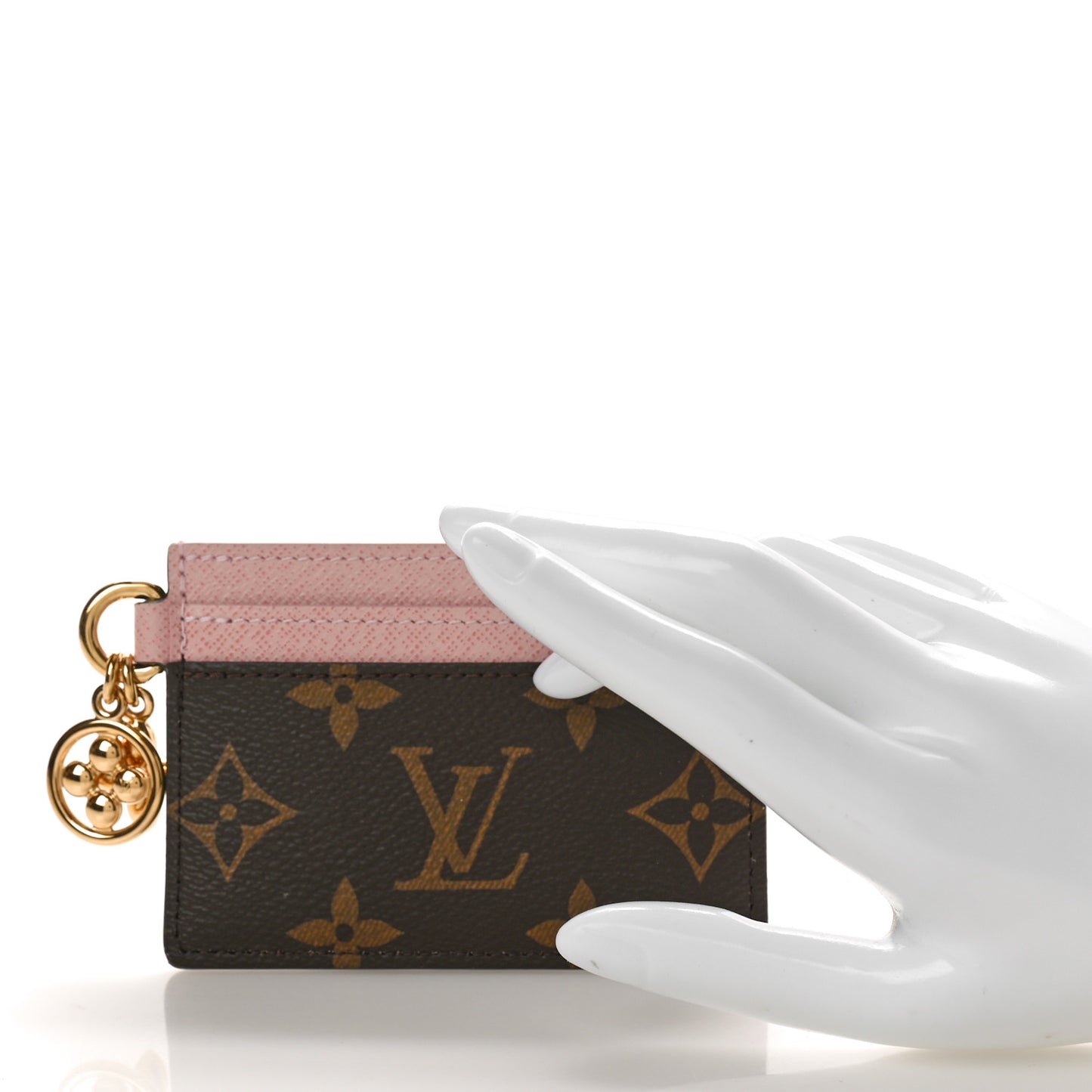 Monogram LV Charms Card Holder Rose Ballerine