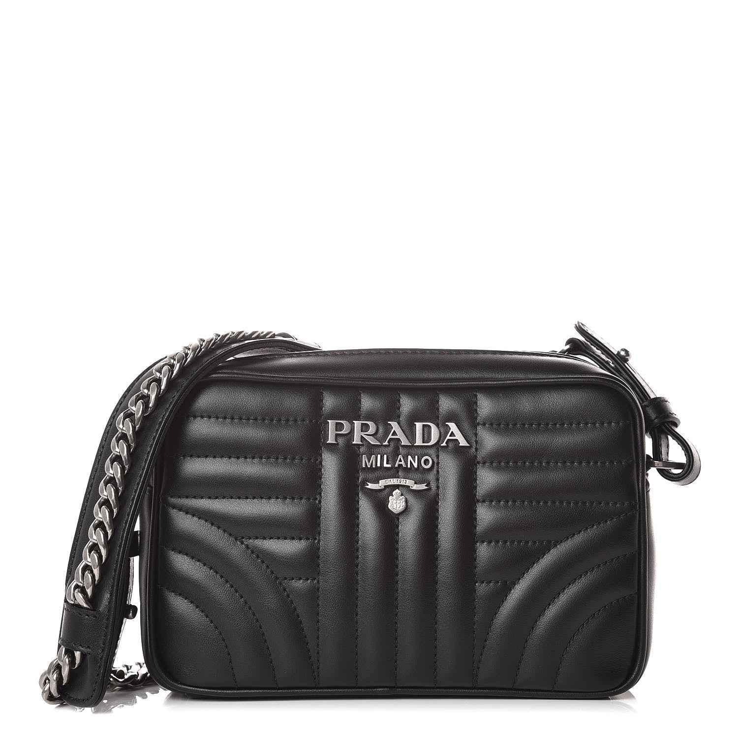 Prada Soft Calfskin Diagramme Crossbody Bag Black 1 of 9