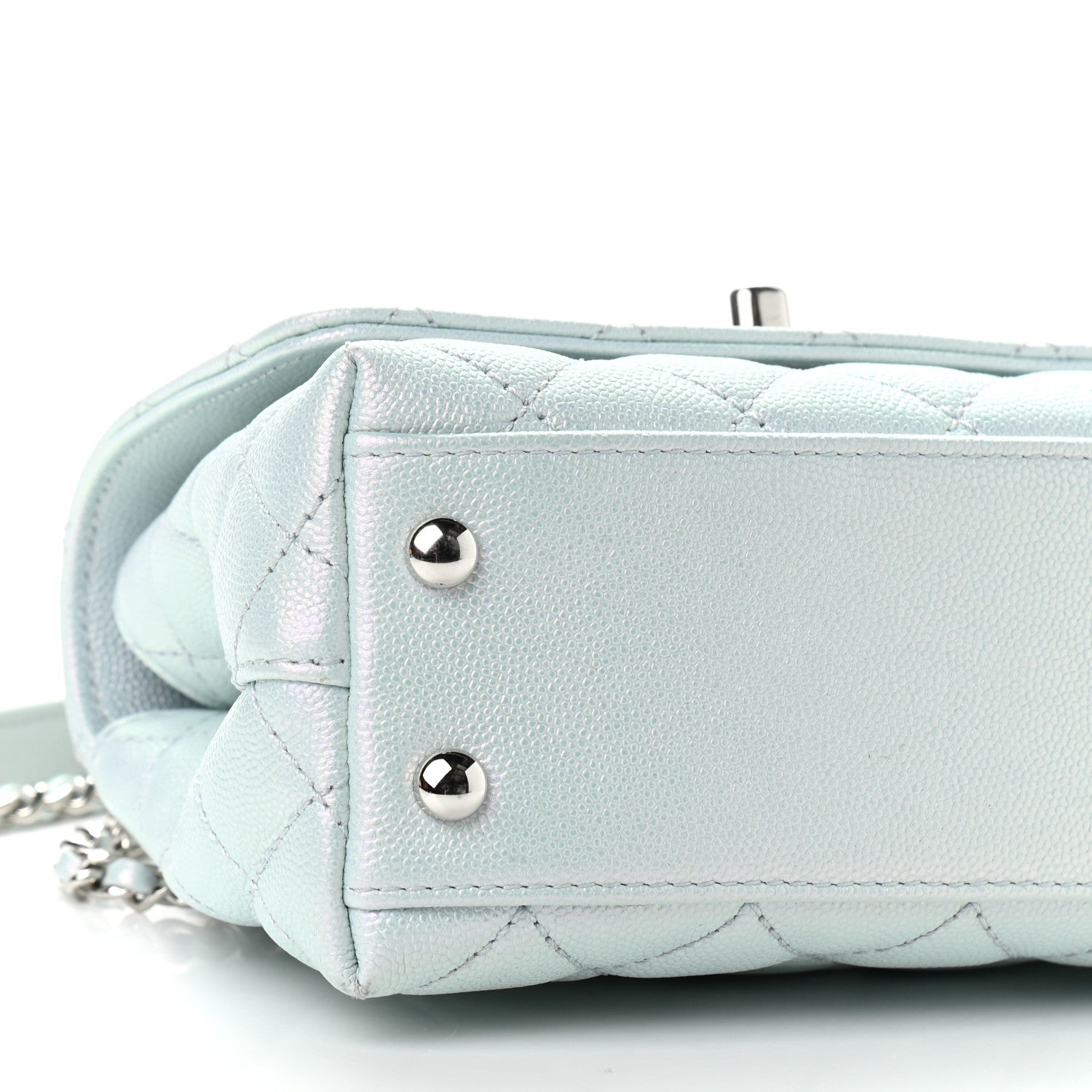Chanel Iridescent Caviar Quilted Extra Mini Coco Handle Flap Light Blue 9 of 12