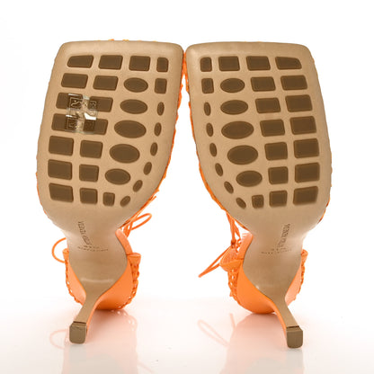 Bottega Veneta Mesh Nappa Stretch Ankle Tie Sandals 41.5 Tangerine 5 of 7