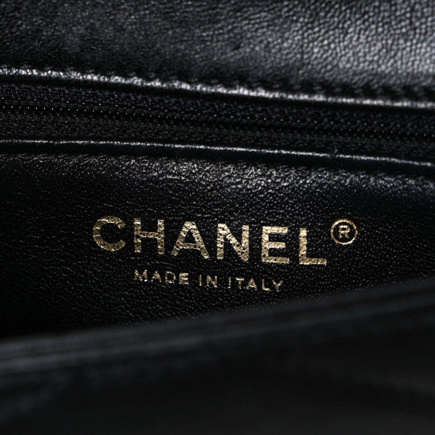 Lambskin Reversed Chevron Quilted Flap Black