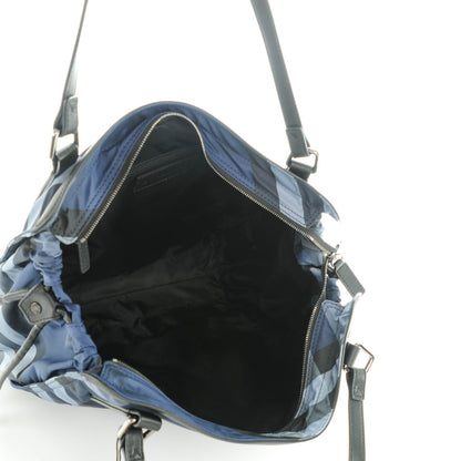 Burberry Nylon Check Small Buckleigh Packable Tote Navy Blue 5 of 8