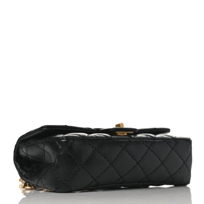Chanel Aged Calfskin Quilted 2.55 Reissue Flap Belt Bag Clutch Black 4 of 9