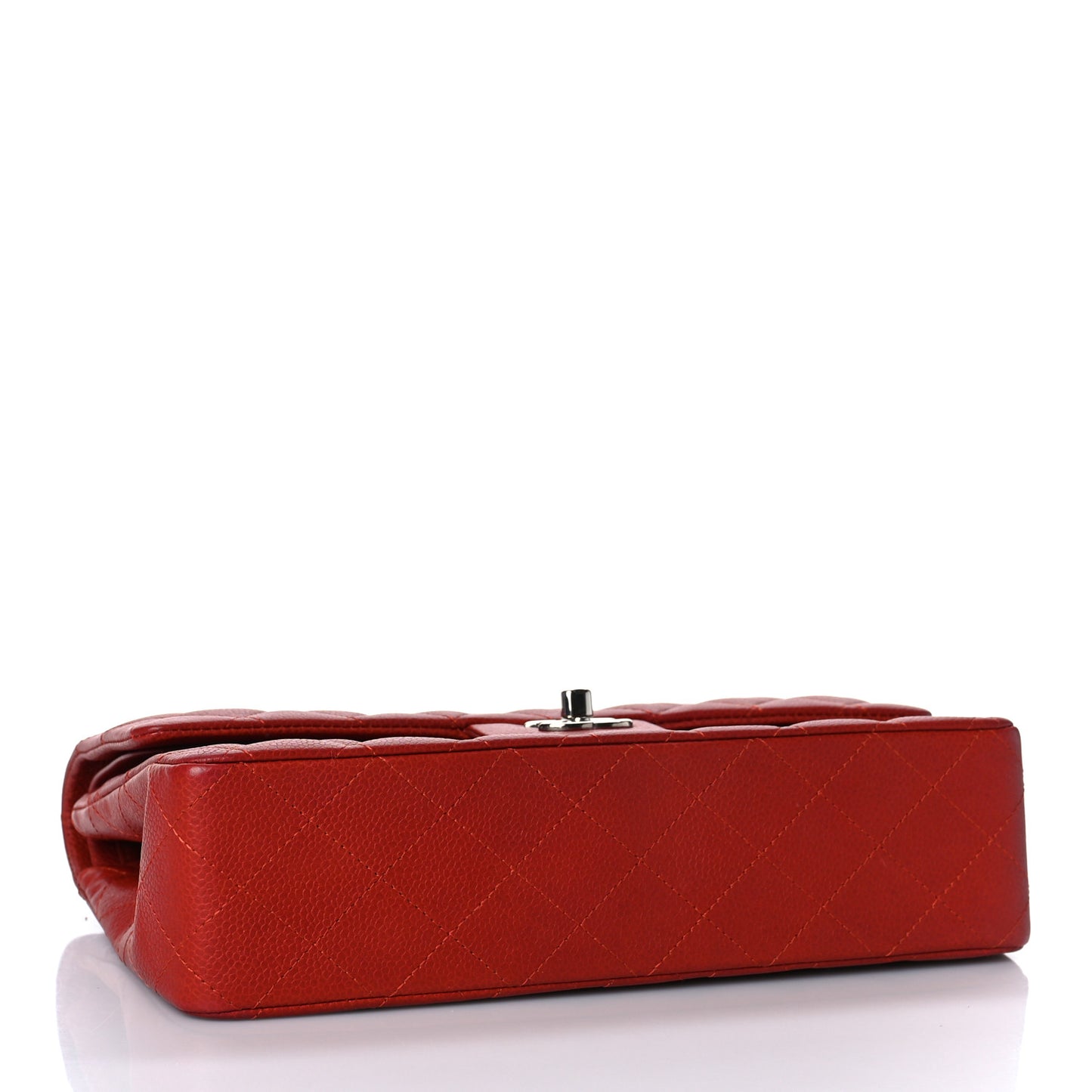 Caviar Quilted Medium Double Flap Red