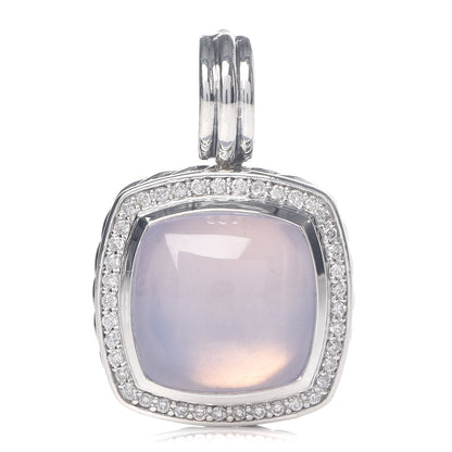 David Yurman Sterling Silver Diamond Lavender Moon Quartz 14mm Albion Enhancer Pendant 1 of 5