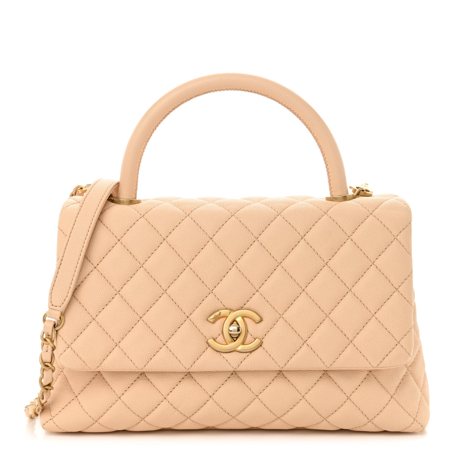 Chanel Caviar Quilted Small Coco Handle Flap Beige 1 of 11