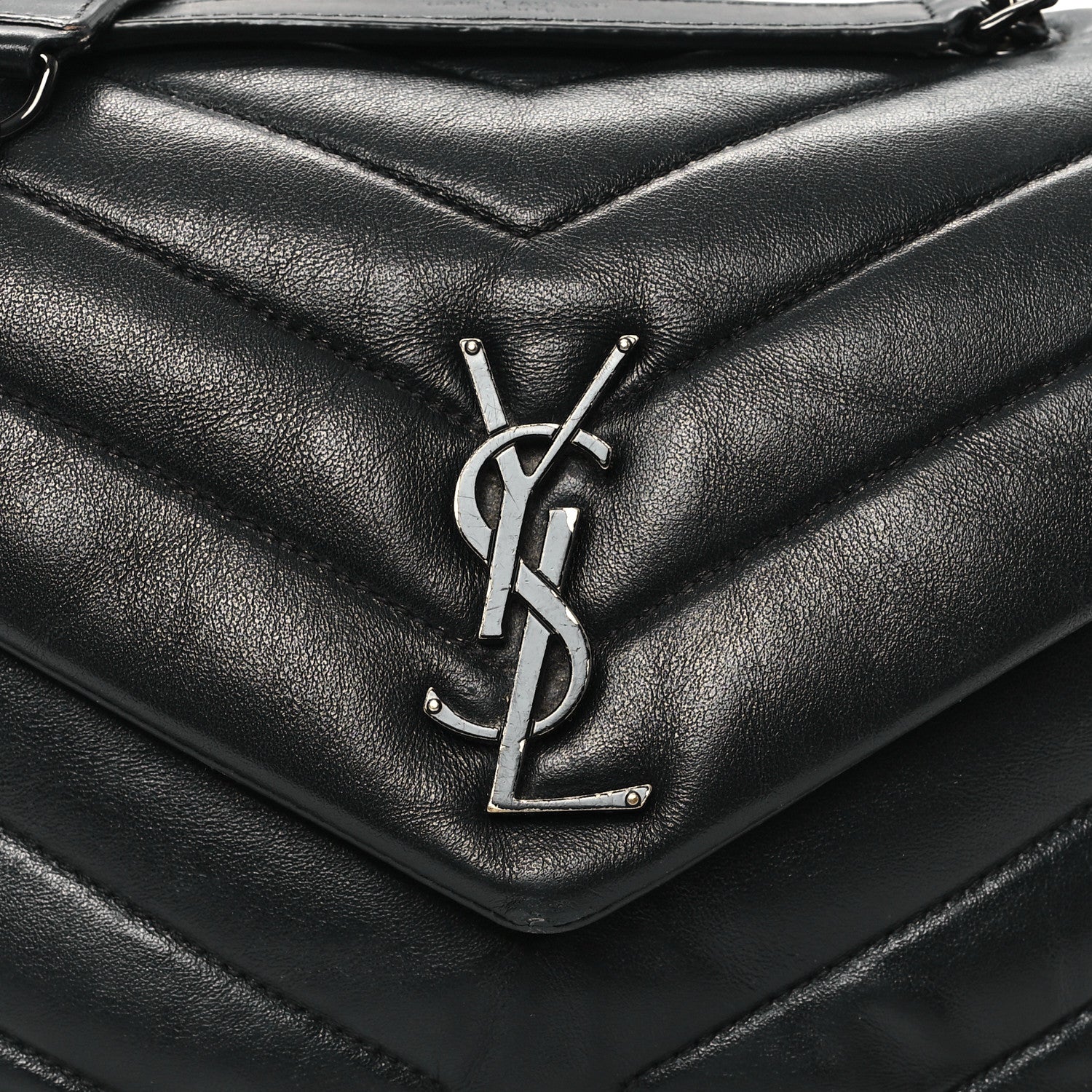Saint Laurent Calfskin Y Quilted Monogram Monochrome Small Loulou Chain Satchel Black 8 of 12