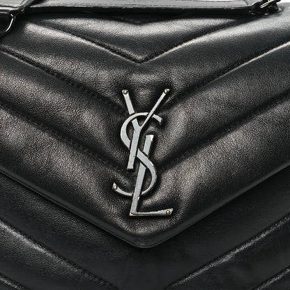 Saint Laurent Calfskin Y Quilted Monogram Monochrome Small Loulou Chain Satchel Black 8 of 12