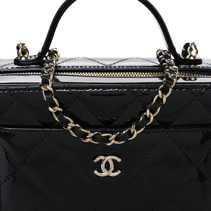 Chanel Patent Quilted Top Handle Vanity Case Black 7 of 9