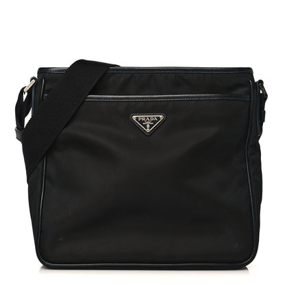 Prada Tessuto Nylon Saffiano Flat Messenger Bag Black 1 of 10