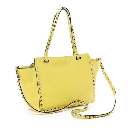 Valentino Garavani Vitello Small Rockstud Tote Water Yellow 3 of 9