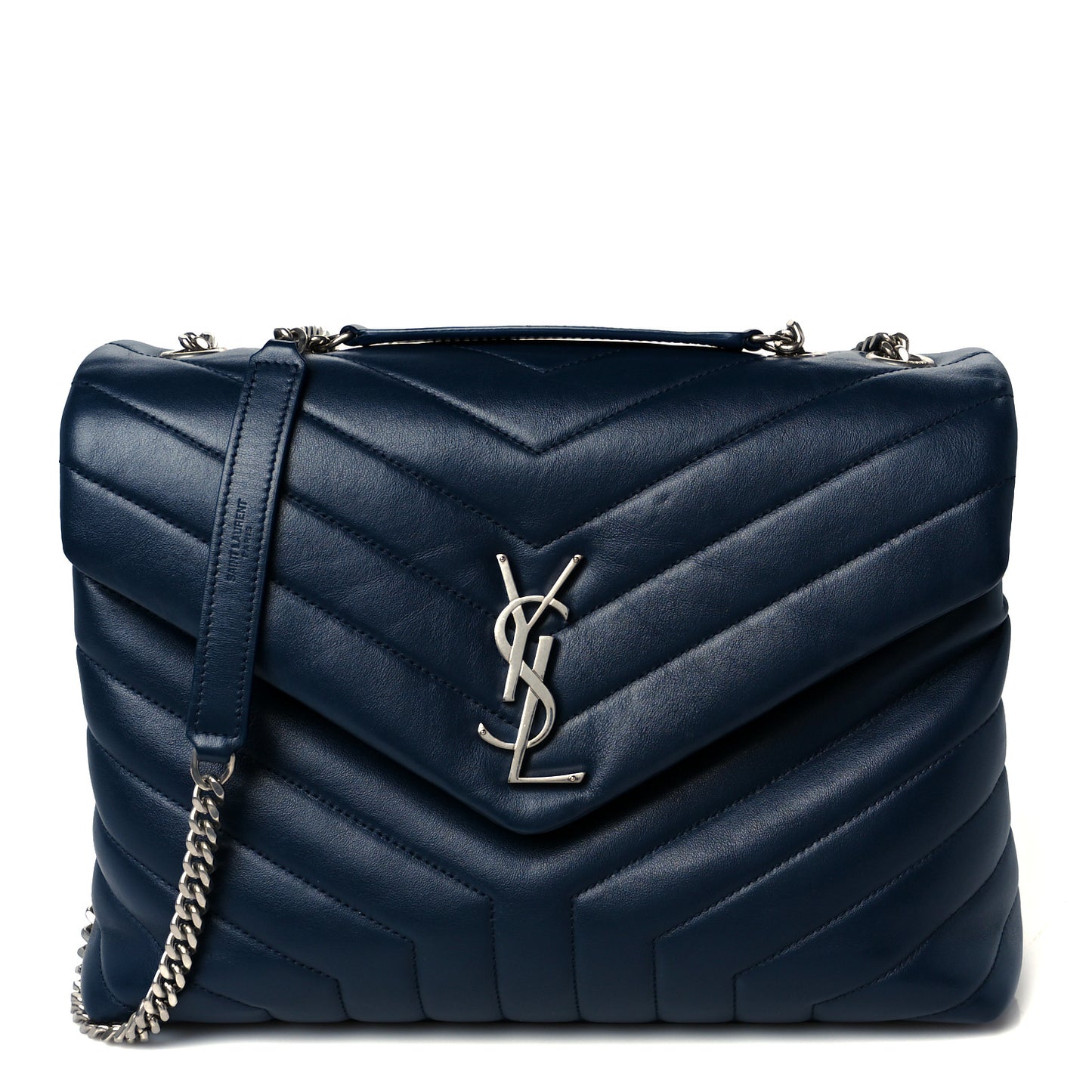 Calfskin Y Quilted Monogram Medium Loulou Chain Satchel Medium Blue