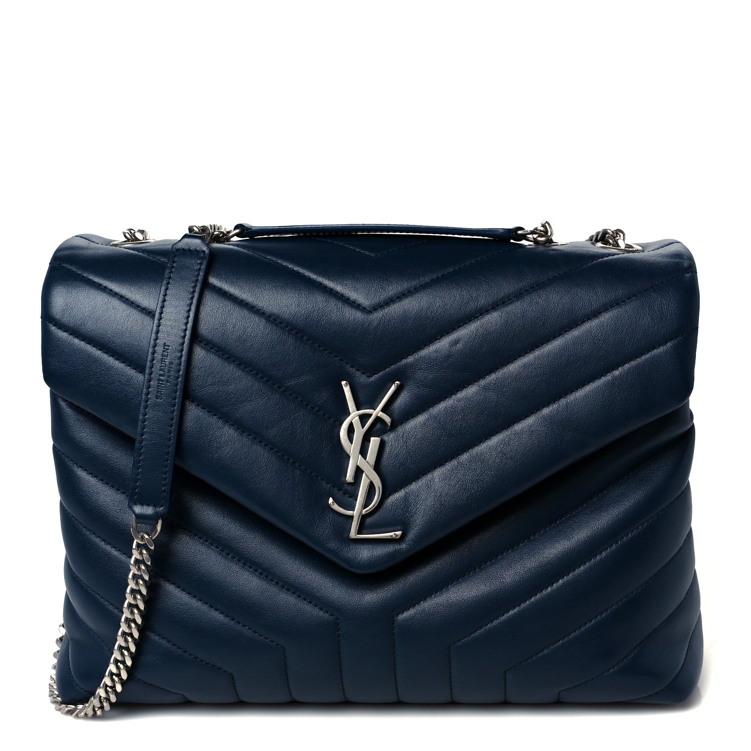 Saint Laurent Calfskin Y Quilted Monogram Medium Loulou Chain Satchel Medium Blue 1 of 11