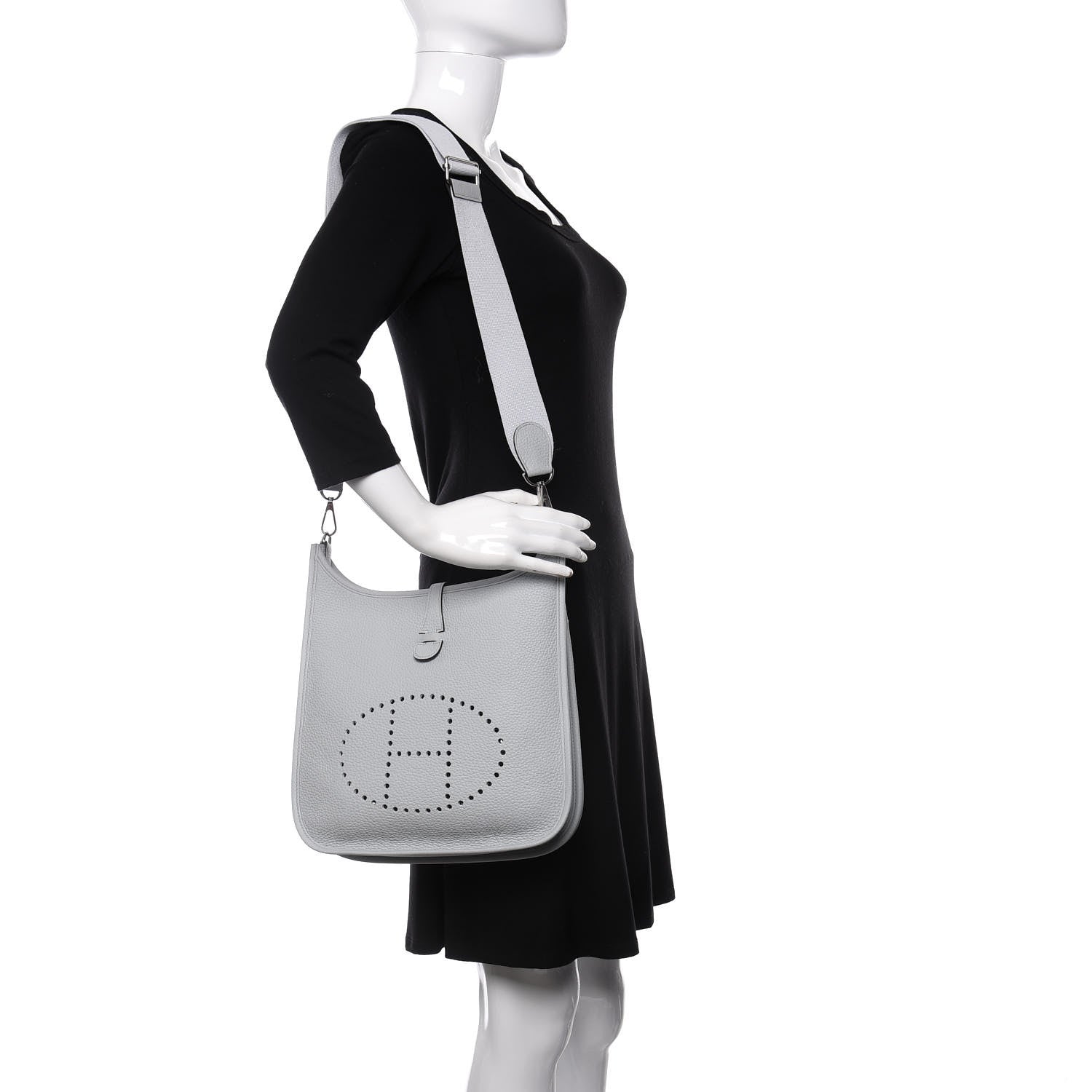 Hermes Taurillon Clemence Evelyne III PM Bleu Pale 2 of 10