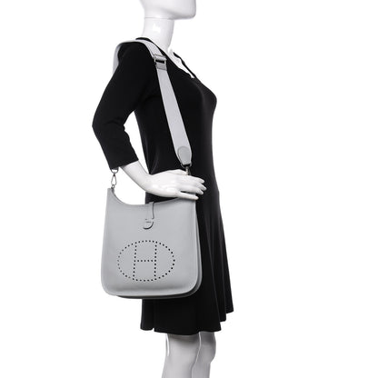 Hermes Taurillon Clemence Evelyne III PM Bleu Pale 2 of 10